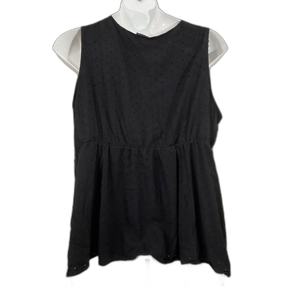 TORRID Sleeveless Eyelet V-Neck Women's Babydoll Blouse Top Size 3XL Black Fairy - Picture 4 of 13
